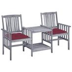 vidaXL Tuinstoelen met tafeltje en kussens massief, Tuin en Terras, Verzenden, Nieuw