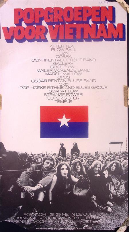 Concert van popgroepen voor Vietnam op poster (lijst optie), Verzamelen, Posters, Nieuw, Overige onderwerpen, Met lijst, Verzenden