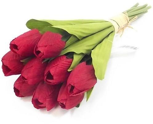 Tulpen Rood Zijden Bundel 7 stuks, Huis en Inrichting, Woonaccessoires | Kunstplanten en Kunstbloemen, Nieuw