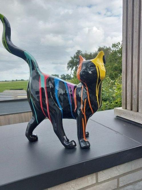 Beeld, modern image black cat with long tail - 49 cm -, Antiek en Kunst, Kunst | Designobjecten