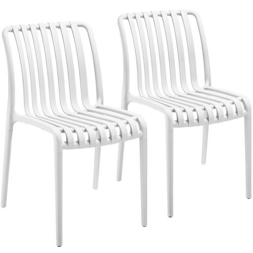 tectake Tuinstoelen Alcudia, weerbestendig, stapelbaar - wit, Tuin en Terras, Overige Tuin en Terras, Verzenden