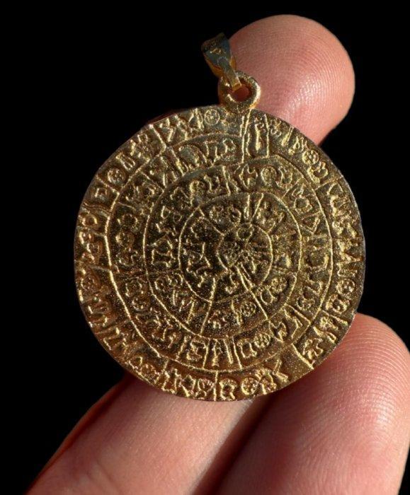 Curieuze en onleesbare reproductie in verguld metaal van, Antiquités & Art, Curiosités & Brocante