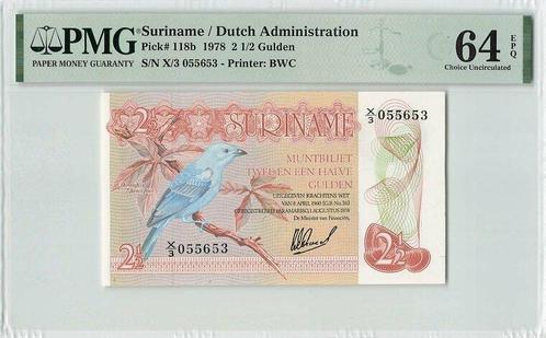 1978 Suriname P 118b 2½ Gulden Pmg 64 Epq, Timbres & Monnaies, Billets de banque | Europe | Billets non-euro, Envoi