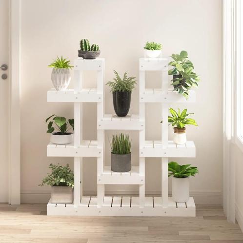 vidaXL Plantenstandaard wit 104,5x25x109,5 cm massief, Tuin en Terras, Bloembakken en Plantenbakken, Nieuw, Verzenden
