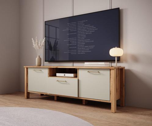 Meubella TV-Meubel beige eiken 138 cm - TV kast, Huis en Inrichting, Kasten |Televisiemeubels, 25 tot 50 cm, Nieuw, 100 tot 150 cm