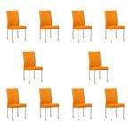 Set van 10 Leren eetkamerstoelen Comfort met wieltjes -, Huis en Inrichting, Ophalen of Verzenden, Nieuw, Leer, Eén