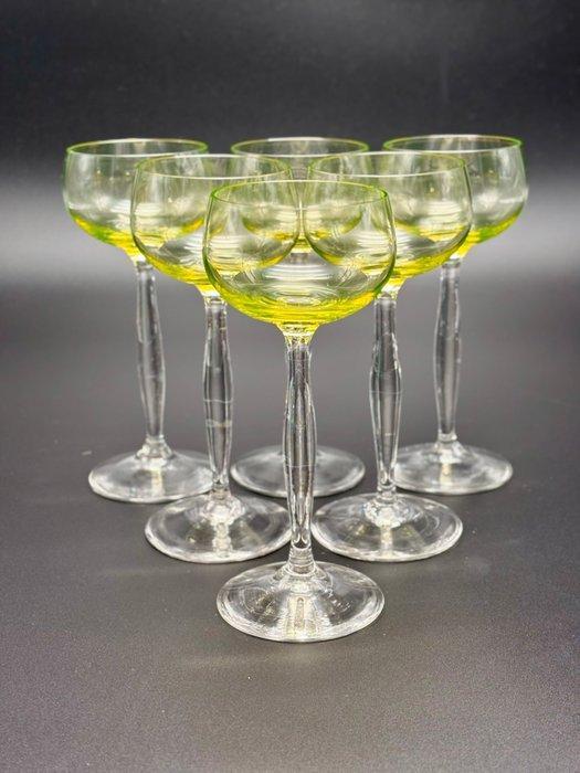 Europe du Nord - Wijnglas (6) - Uraniumglas - Jugendstil, Antiek en Kunst, Kunst | Designobjecten