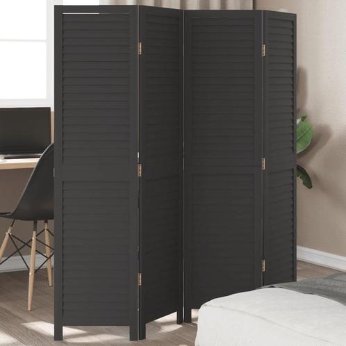 vidaXL Kamerscherm met 4 panelen massief paulowniahout zwart, Huis en Inrichting, Woonaccessoires | Overige, Nieuw, Verzenden