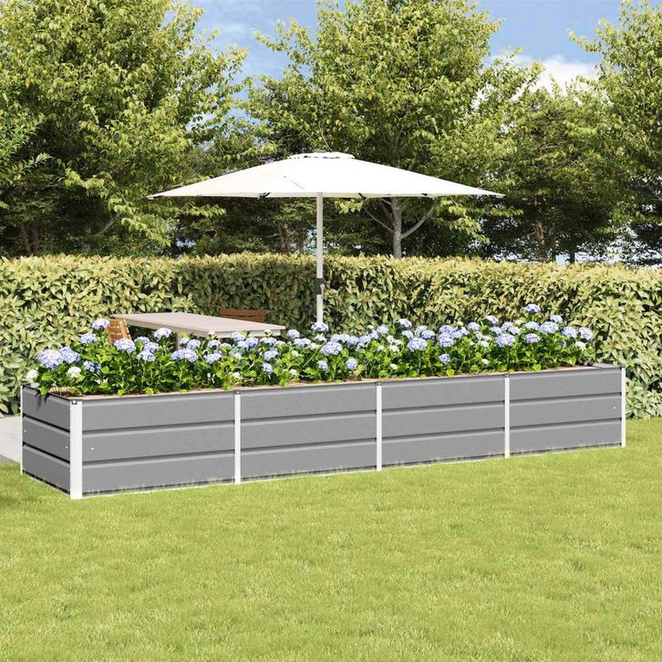 vidaXL Plantenbak Lichtgrijs 320 x 80 x 45 cm Staal, Tuin en Terras, Bloempotten, Nieuw, Verzenden