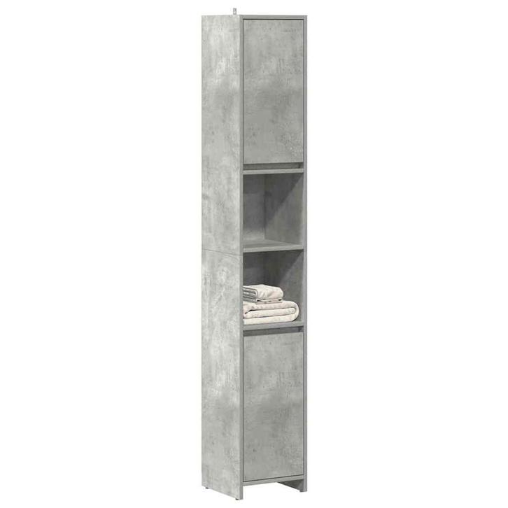 vidaXL Badkamerkast 30x30x183,5 cm spaanplaat betongrijs, Huis en Inrichting, Badkamer | Badkamermeubels, Nieuw, Verzenden
