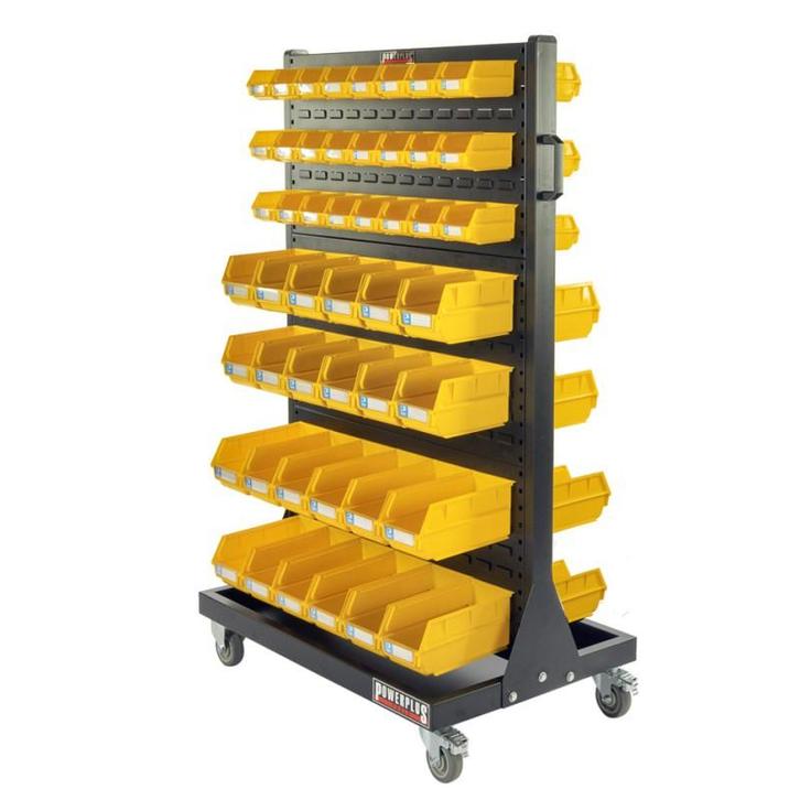 Verrijdbare trolley met 96 magazijnbakken – verrijdbaar, Doe-het-zelf en Bouw, Gereedschapskisten, Ophalen of Verzenden