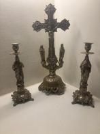 Kruis met Jezus en 2 kandelaars Maria en Josef (3) - Antiek, Antiek en Kunst