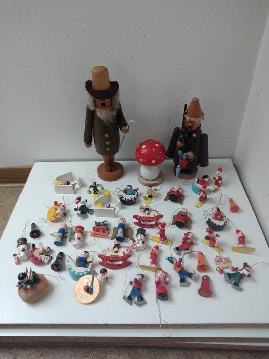 Kerstballen (40) - Verzameling oude kerstversiering houten, Diversen, Kerst