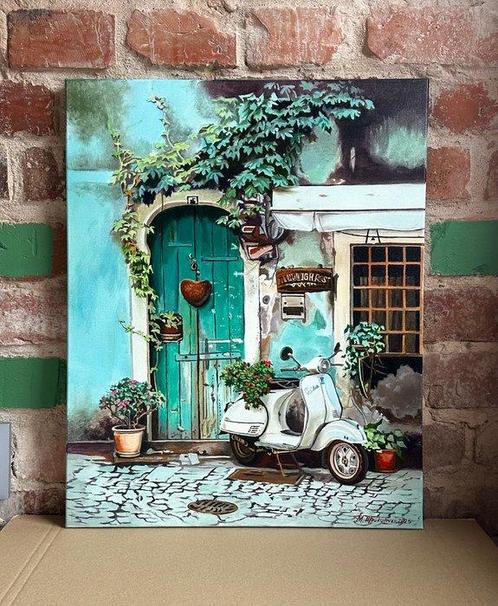 Marin Prokopchuk (XX) - Italian courtyard, Antiek en Kunst, Kunst | Schilderijen | Klassiek