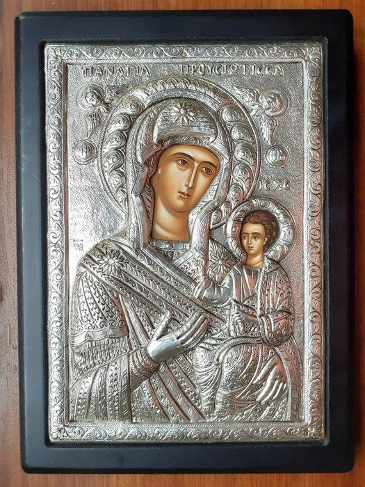 Icoon - Moeder Gods - Zilver, Hout, Antiek en Kunst, Antiek | Boeken en Manuscripten