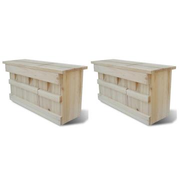 vidaXL Mussenhuizen 2 st 44x15,5x21,5 cm hout, Tuin en Terras, Verzenden, Nieuw