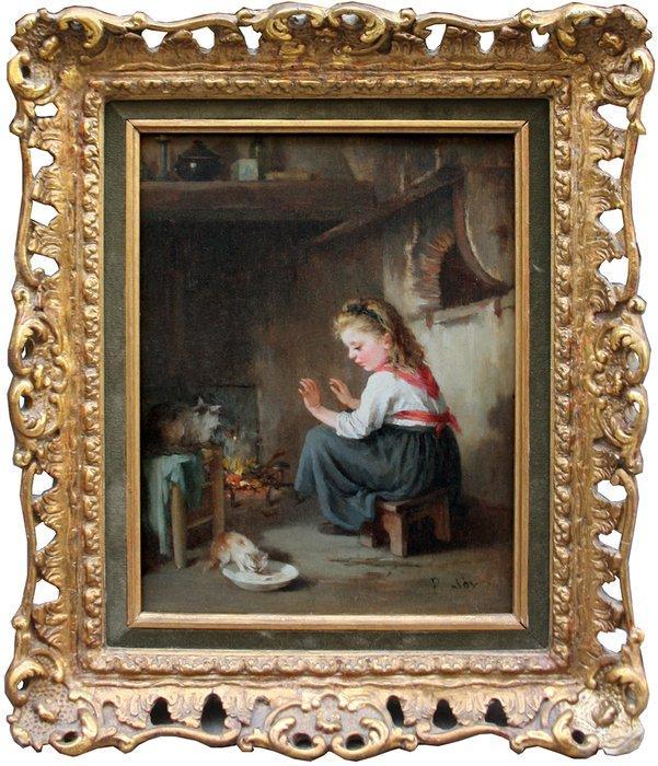 Paul Constant Soyer (1823-1903) - At the fireside, Antiquités & Art, Art | Peinture | Classique