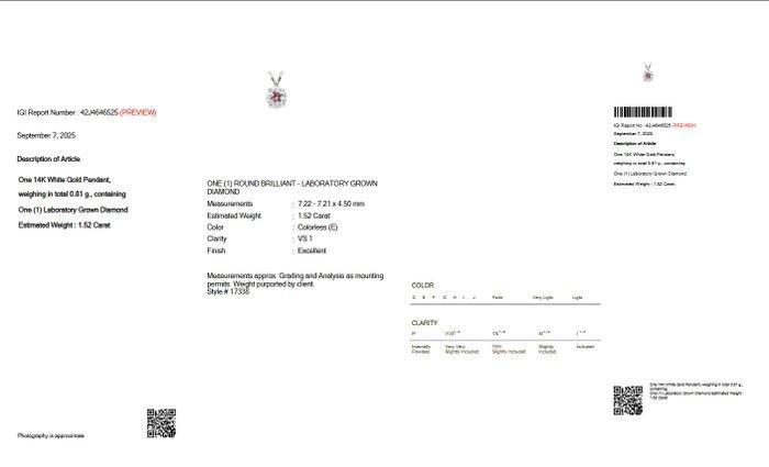 Zonder Minimumprijs - Hanger - 14 karaat Witgoud - 1.52ct., Handtassen en Accessoires, Antieke sieraden
