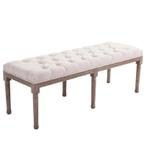 TRUUSK Gestoffeerde Lounge Kruk Vintage Retro Beige - Met Kn, Huis en Inrichting, Verzenden, Nieuw