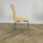 kantinestoel / stapelstoel, geel - chroom, Huis en Inrichting, Gebruikt, Eén