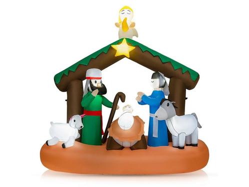 180 cm Opblaasbare Kerststal Kerstdecoratie met Led, Huis en Inrichting, Woonaccessoires | Overige, Nieuw, Verzenden