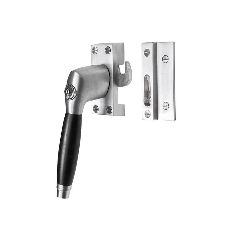 Raamsluiting mat nikkel met slot Deco links, Doe-het-zelf en Bouw, Hang- en Sluitwerk, Schuif of Grendel, Nieuw, Koper of Messing