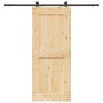 vidaXL Schuifdeur met beslag 95x210 cm massief grenenhout, Doe-het-zelf en Bouw, Verzenden, Nieuw