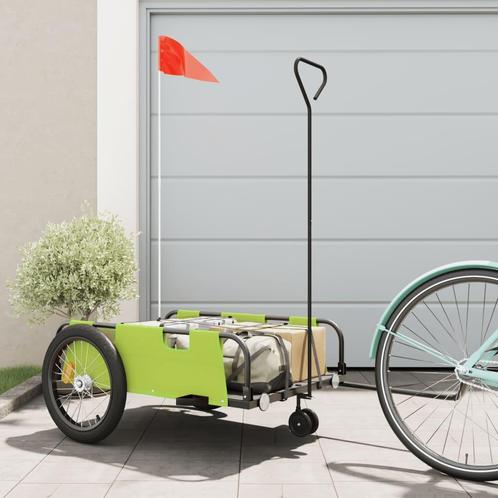 vidaXL Fietstrailer oxford stof en ijzer groen en zwart, Fietsen en Brommers, Fietsaccessoires | Aanhangwagens en Karren, Nieuw