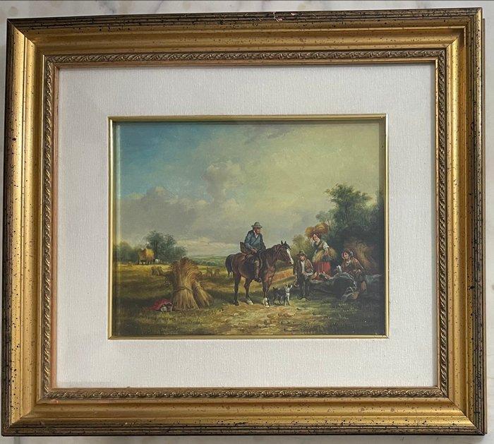 Europese school (XIX) - La raccolta del fieno, Antiquités & Art, Art | Peinture | Classique