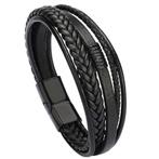 Fako Bijoux® - Armband Heren - Zwart 5 Snoeren - Mannen -, Handtassen en Accessoires, Armbanden, Verzenden, Nieuw