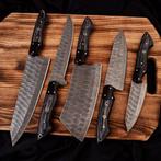 Keukenmes - Chefs knife - Damaststaal, Pakkahout en zwart g