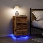 vidaXL Nachtkastje met LED-verlichting 38x34x65 cm oud hout, Verzenden, Nieuw