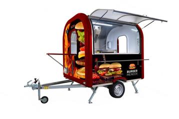 Hamburger foodtruck, hamburgerkraam, hamburgerwagen beschikbaar voor biedingen