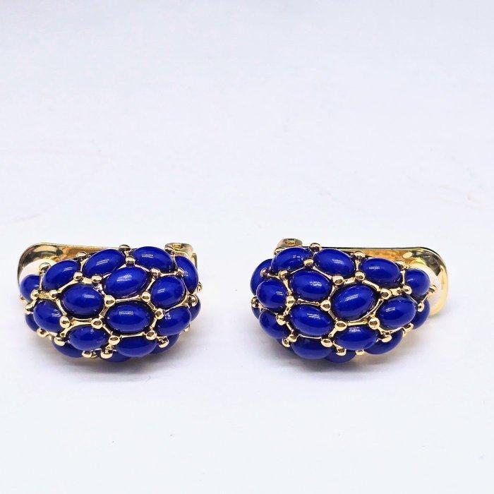 Kenneth Jay Lane - Goud gevuld - Oorbellen - Royal blue, Antiek en Kunst, Curiosa en Brocante