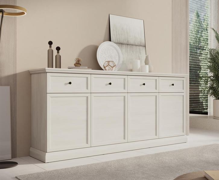Dressoir wit eiken 193cm - Landelijk - 3 lades 3 deuren, Huis en Inrichting, Kasten | Dressoirs, 25 tot 50 cm, Nieuw, 150 tot 200 cm