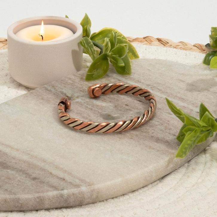 Koperen met messing gezondheids-klemarmband met 2 magneten, Sport en Fitness, Gezondheidsproducten en Wellness, Ophalen of Verzenden