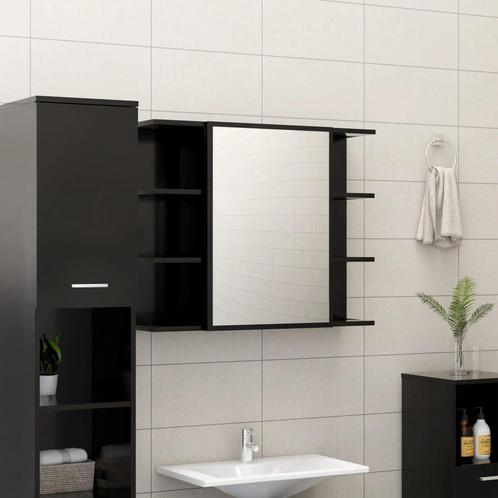 vidaXL Badkamerspiegelkast 80x20,5x64 cm bewerkt hout zwart, Huis en Inrichting, Tafels | Kaptafels, Nieuw, Verzenden