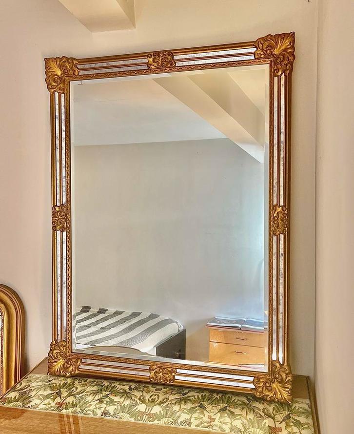 Weelderige vintage DeKnudt spiegel 120x90cm, Antiek en Kunst, Antiek | Spiegels, Ophalen of Verzenden