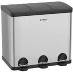 Avalo Prullenbak Afvalscheiding 60 Liter-RVS Zilver-3 Vakken, Verzenden, Nieuw