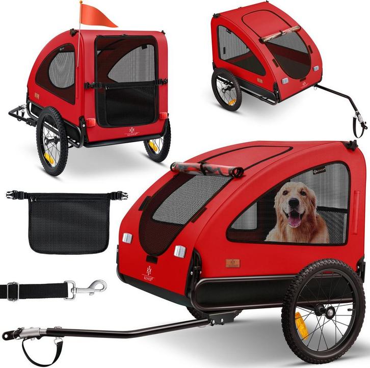KESSER® Hondenfietskar tot 45 kg 3in1 Fietskar Hond - Rood, Dieren en Toebehoren, Overige Dieren-accessoires, Verzenden