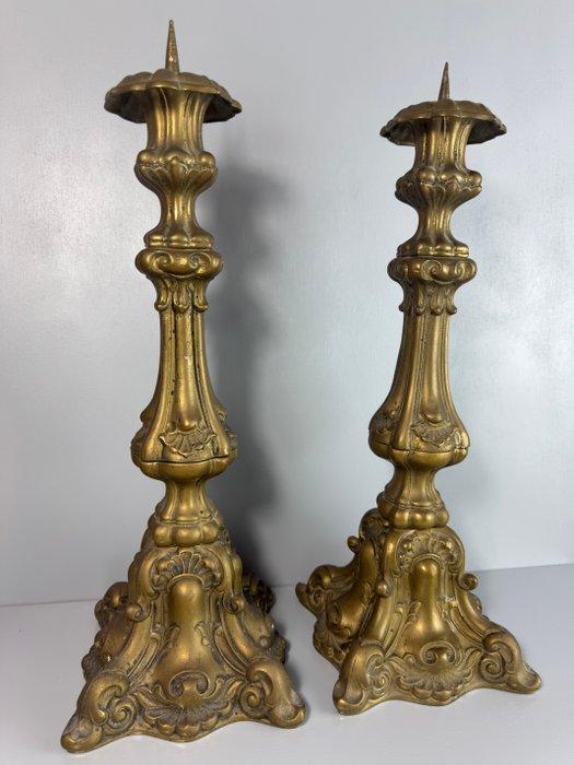 Kandelaar - Paar Kerk Kandelaren voor Grote Kaarsen - 42,7, Antiek en Kunst, Antiek | Boeken en Manuscripten