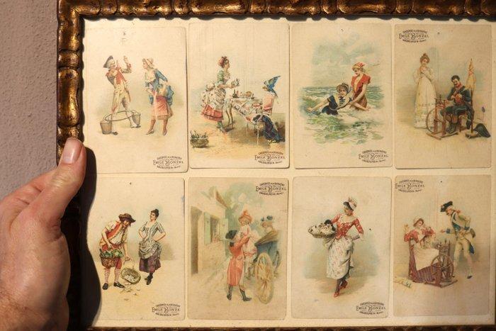 Met antieke prenten - Cadre (2) - Bois, Verre, Antiek en Kunst, Curiosa en Brocante