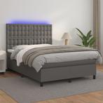 vidaXL Boxspring met matras en LED kunstleer grijs 140x200, Verzenden, Nieuw