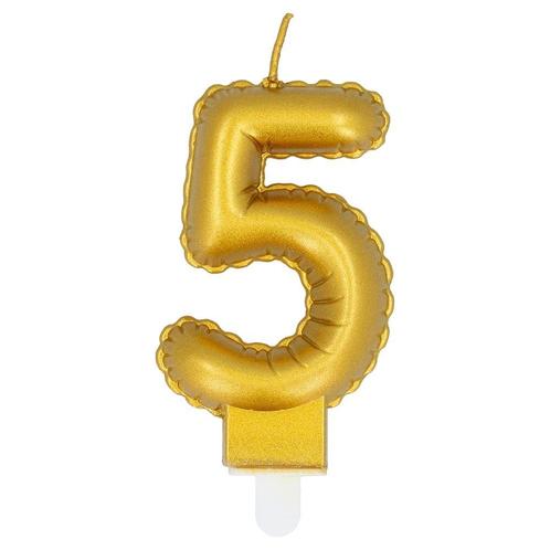 Gouden Kaars 5 Jaar 8cm, Hobby en Vrije tijd, Feestartikelen, Nieuw, Verzenden