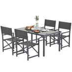 Eettafelset - Inklapbare stoelen - Glazen tafel - Grijs, Ophalen of Verzenden, Nieuw