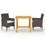 vidaXL 3-delige Tuinset met kussens bruin, Tuin en Terras, Verzenden, Nieuw, Tuinset