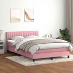 vidaXL Boxspring met matras en LED fluweel roze 160x210 cm, Huis en Inrichting, Verzenden, Nieuw