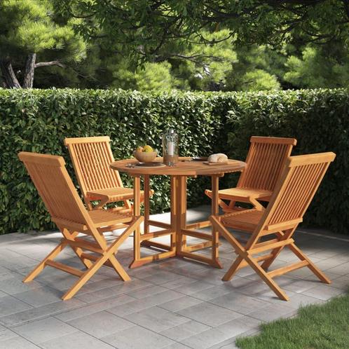 vidaXL 5-delige Tuinset inklapbaar massief teakhout, Tuin en Terras, Tuinsets en Loungesets, Tuinset, Nieuw, Verzenden