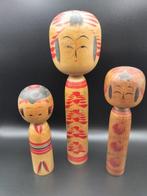 3x traditionele Kokeshi-poppen - Hout - Japan - Shwa, Antiek en Kunst