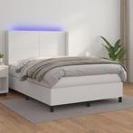 vidaXL Boxspring met matras en LED kunstleer wit 140x200 cm, Verzenden, Nieuw